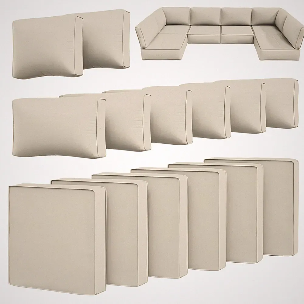 14-Piece Waterproof Patio Cushion Covers for 6-Seat Wicker Sectional Set