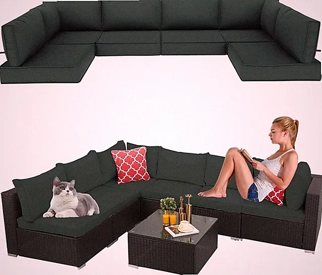 14 Pieces Outdoor Sectional Replacement Cushions for Patio Furniture, 4In Thick