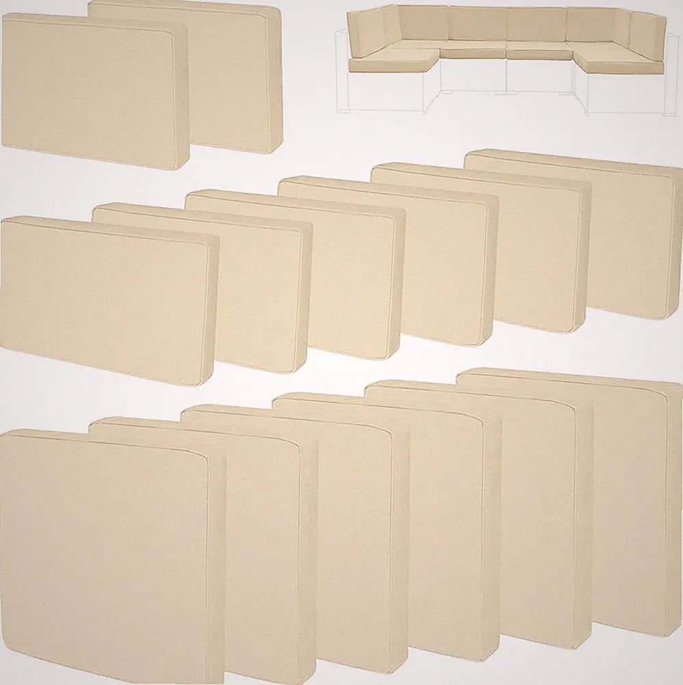14 Pieces Patio Cushion Covers Replacement Outdoor Waterproof Zipper Slipcovers