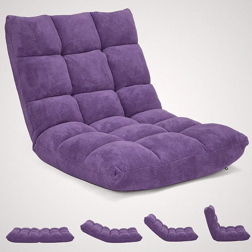 14-Position Floor Sofa, Folding Gaming Sofa Chair, Comfy Cushions & Study Ste...
