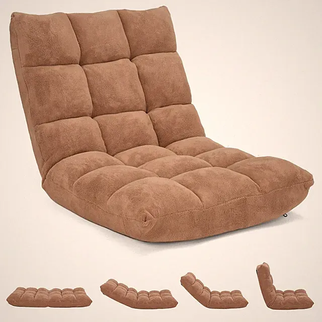 14-Position Floor Sofa, Folding Gaming Sofa Chair, Comfy Cushions & Study Ste...