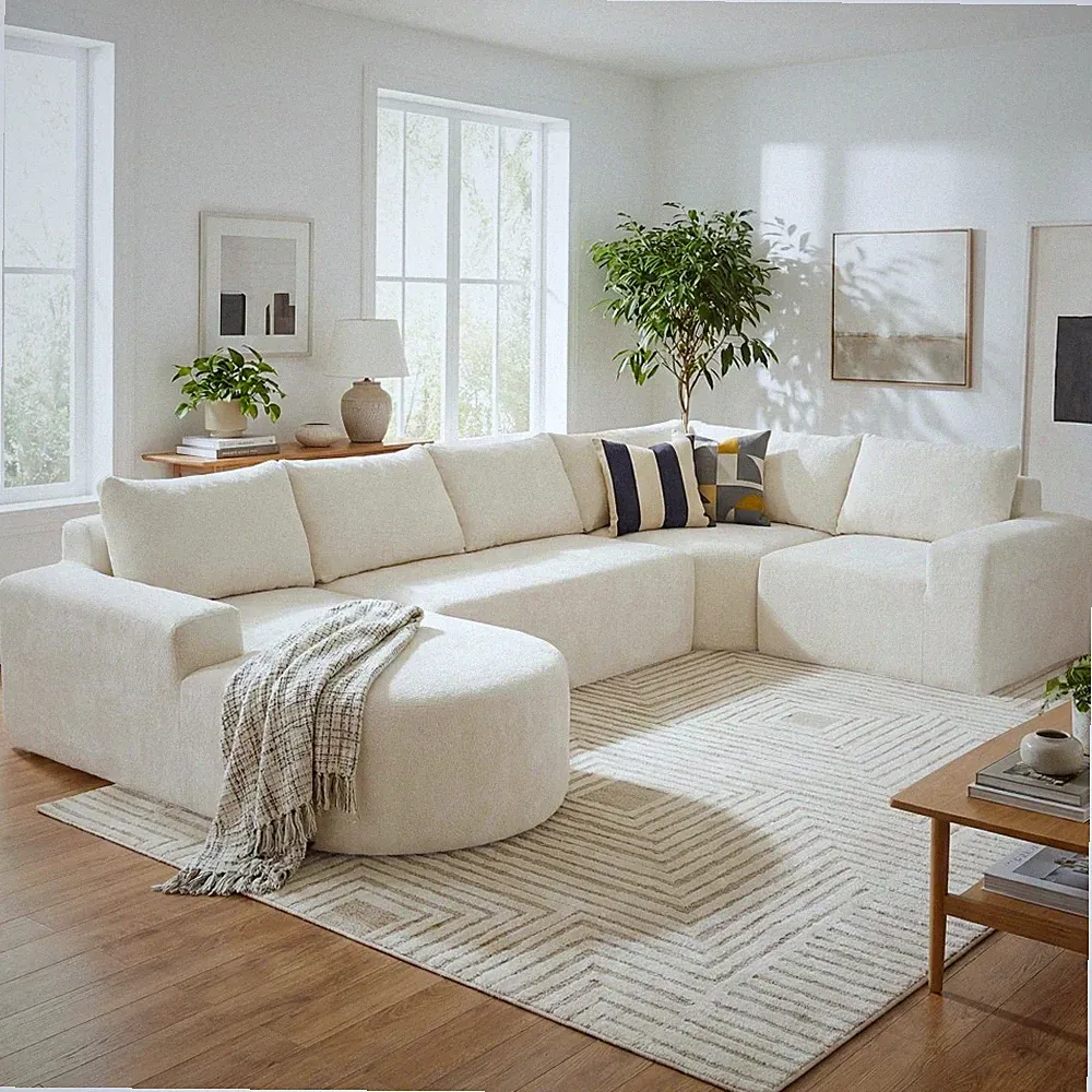 140.5" Cloud Modular Sectional Sofa U-Shaped Oversized Chenille Upholstered