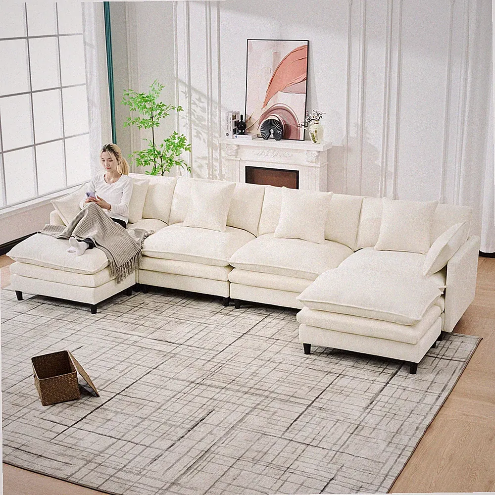 140.9-inch U-shaped modular sectional sofa, suitable for living room or bedroo