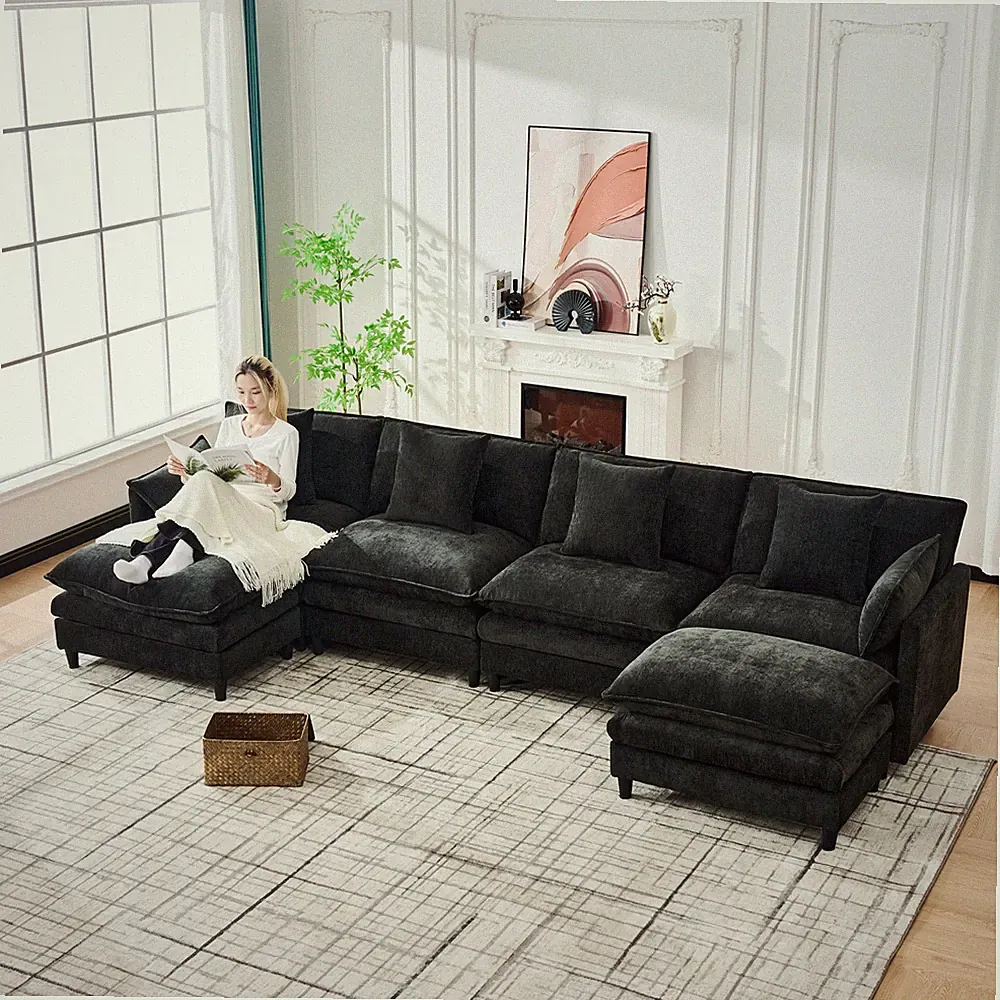 140.9-inch U-shaped modular sectional sofa, suitable for living room or bedroom