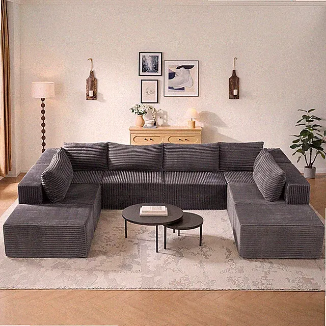 140.9" Modular Sectional Sofa Couch, Oversized U-Shaped Couches with 2 Ottomans