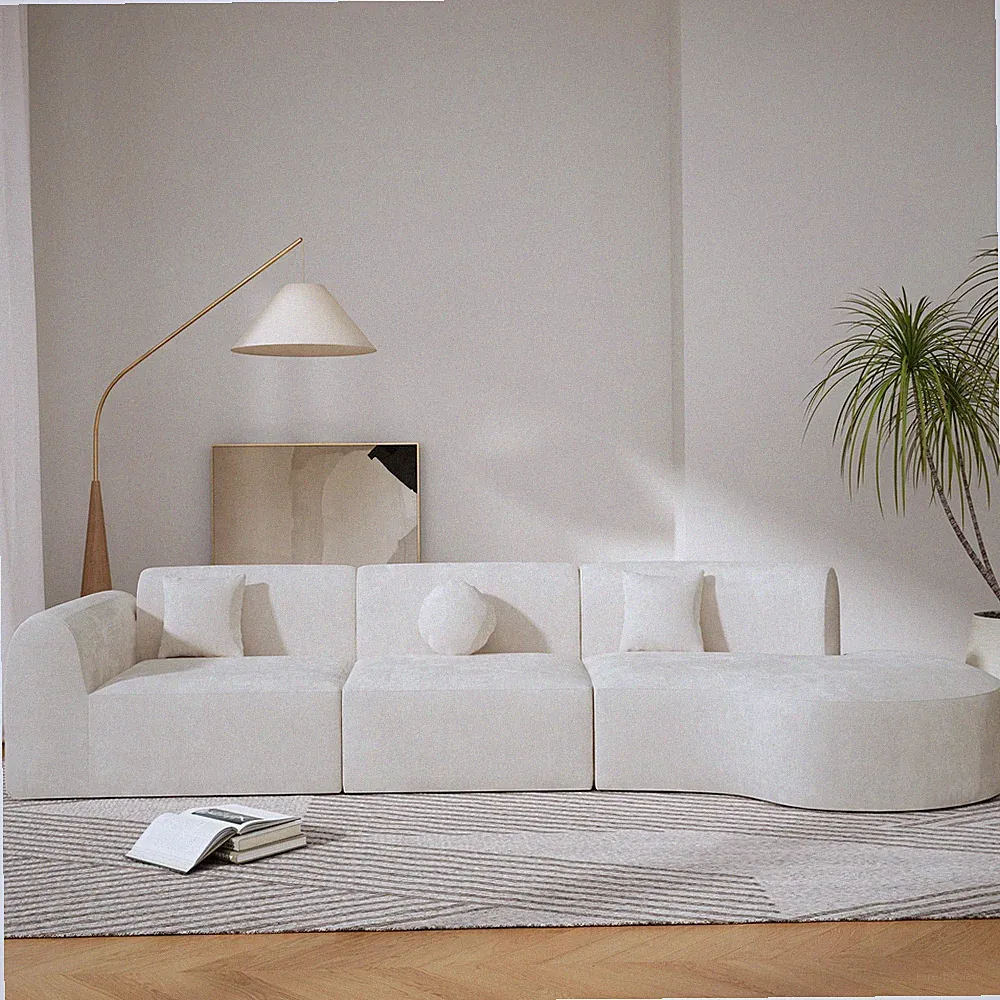 140" Modern Curved Sectional Sofa with High-Density Fully Compressed Sponge