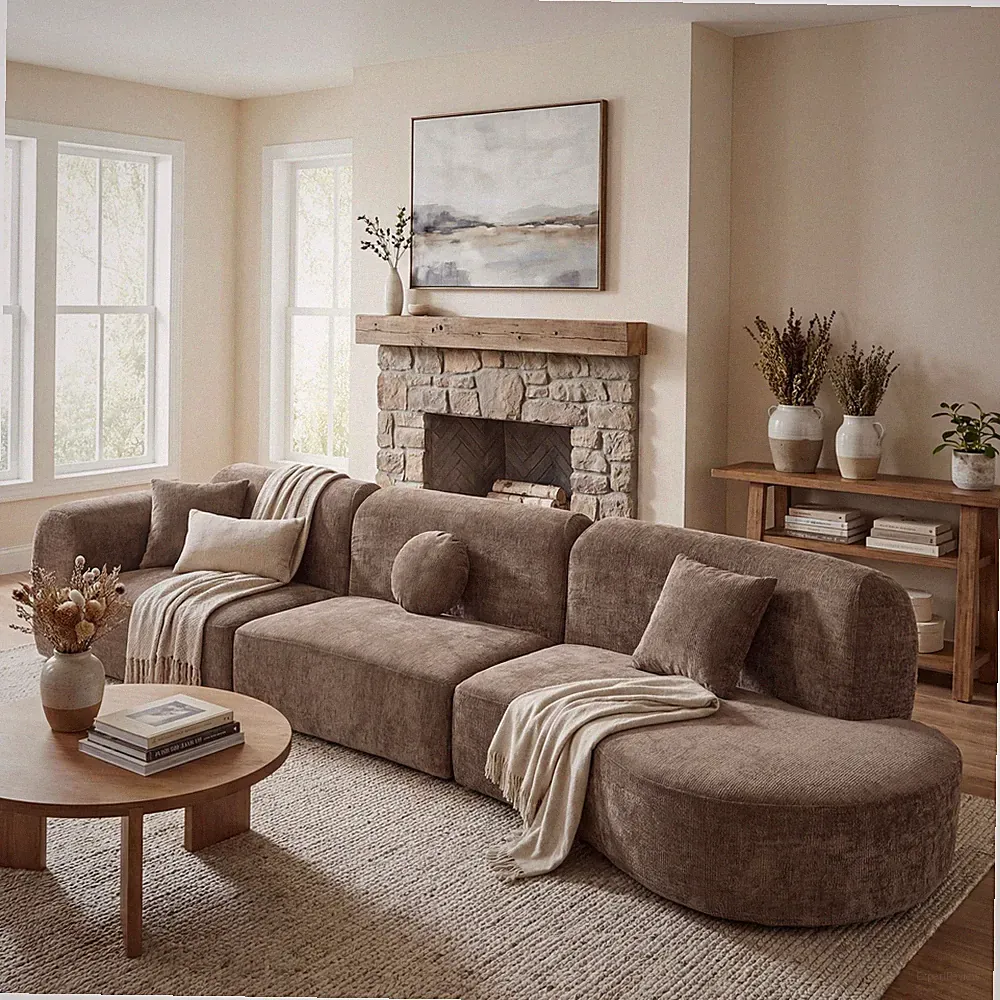 140" Modern Curved Sectional Sofa with High-Density Fully Compressed Sponge