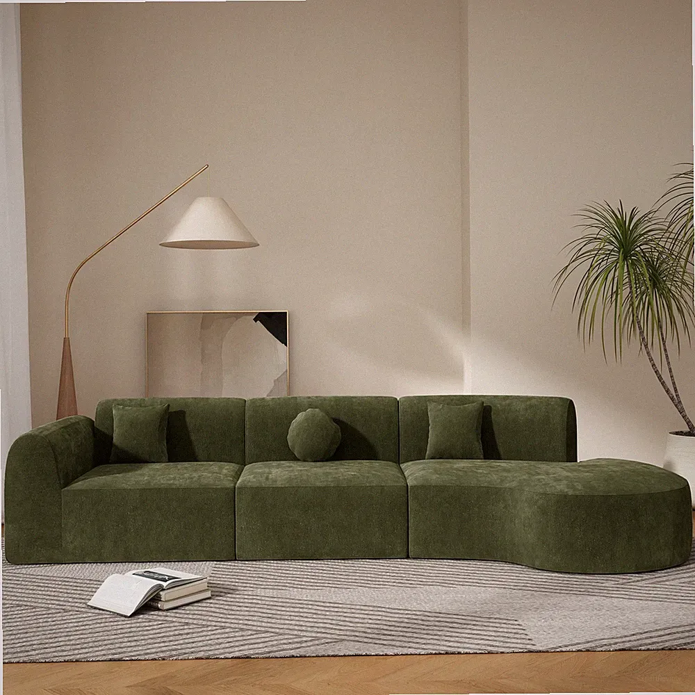 140" Modern Curved Sectional Sofa with High-Density Fully Compressed Sponge a