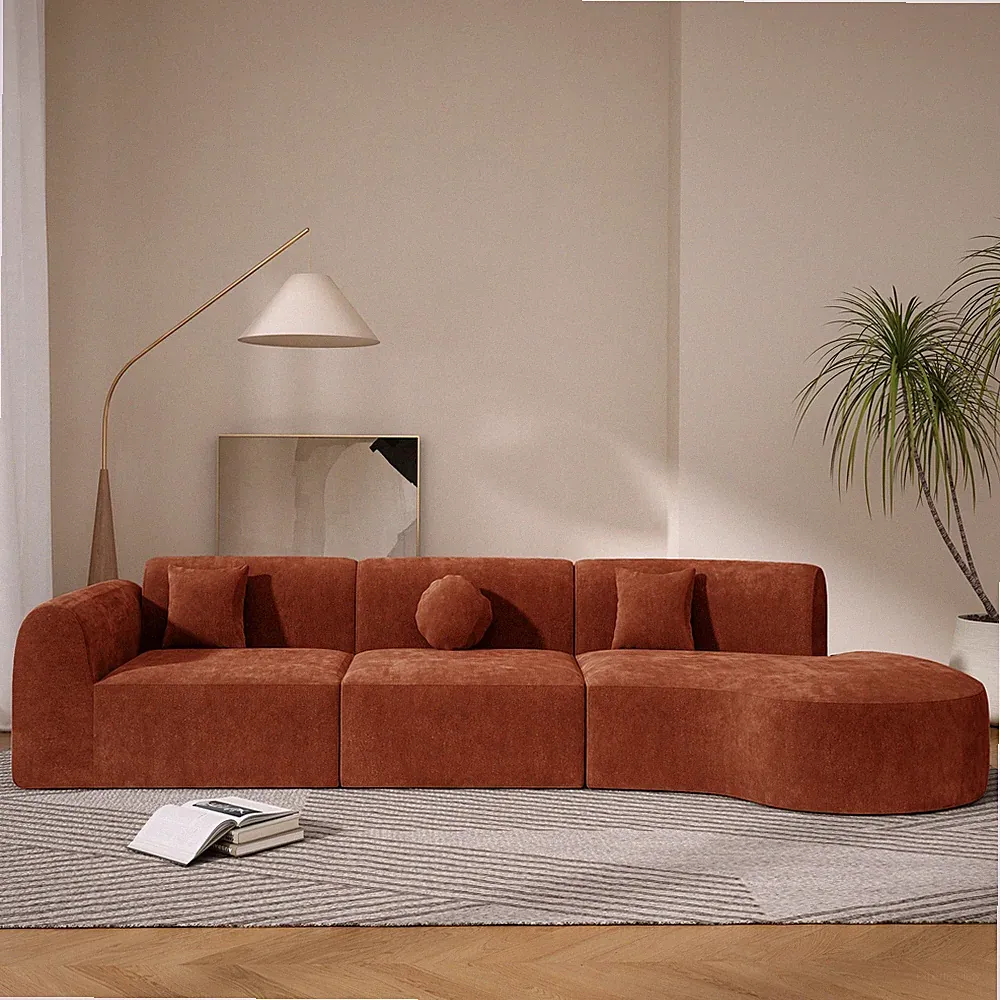 140" Modern Curved Sectional Sofa with High-Density Fully Compressed Sponge an