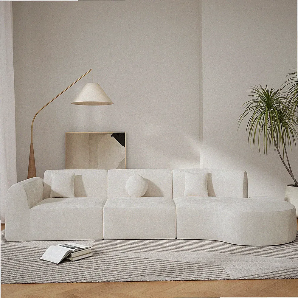 140" Modern Curved Sectional Sofa with High-Density Fully Compressed Sponge and