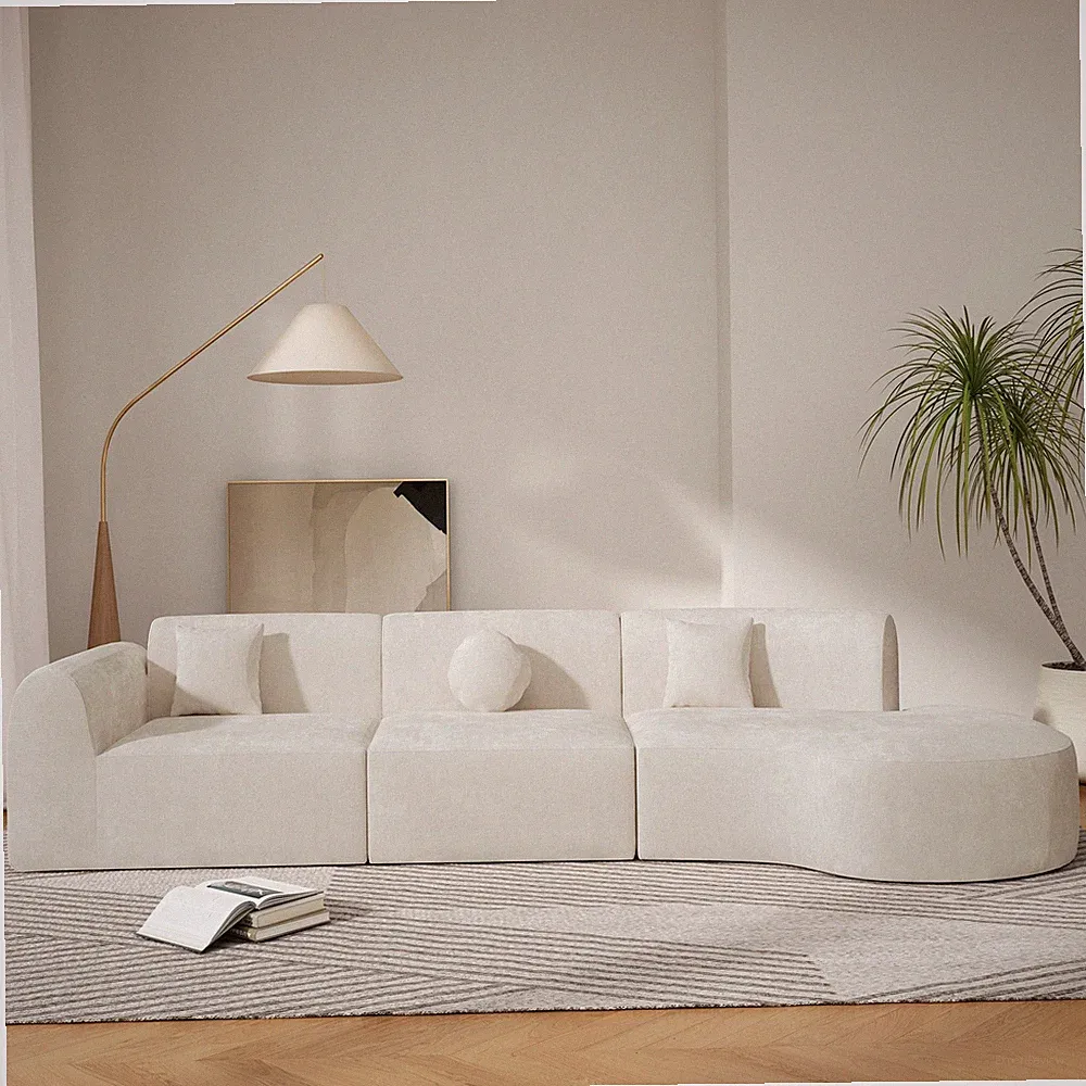 140" Modern Curved Sectional Sofa with High-Density Fully Compressed Sponge
