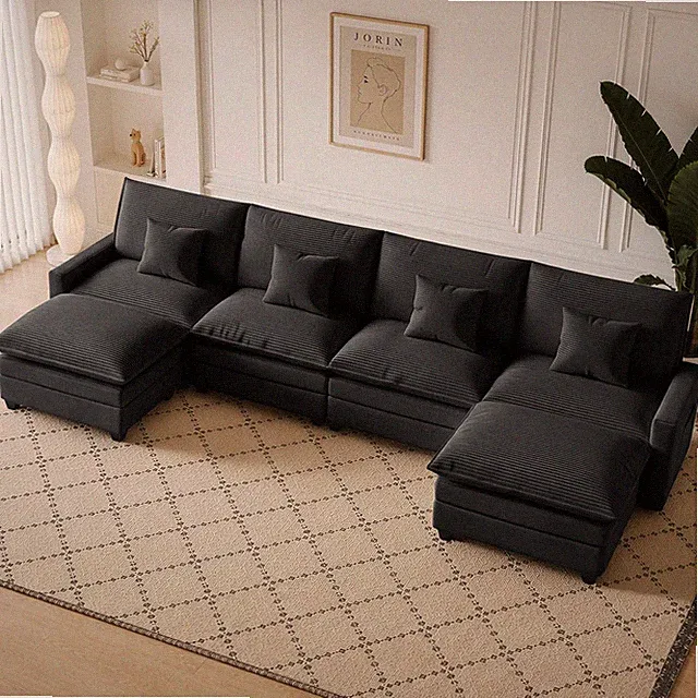 140“ Oversized Modular Sectional Sofa, U Shaped Cloud Couches with Ottomans