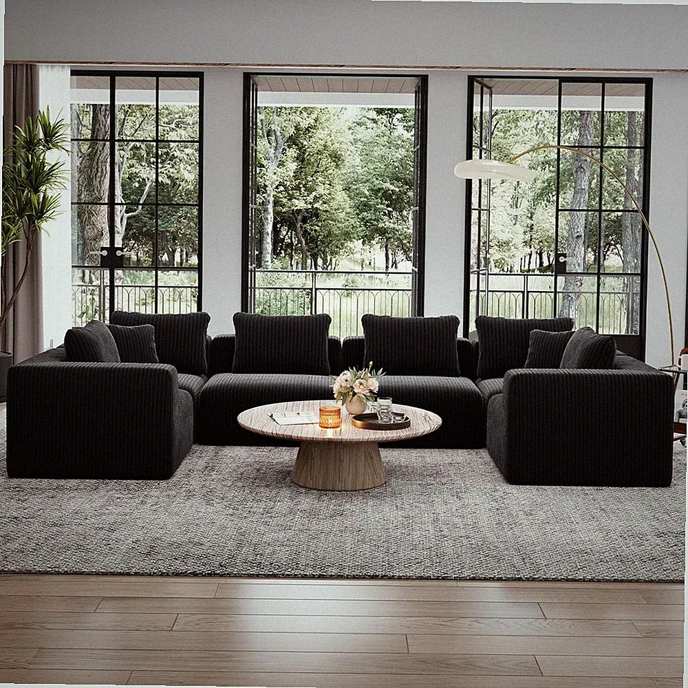 141” 6-Seat Modular Sectional Sofa Couch, Individually Wrapped Coil Support & Co
