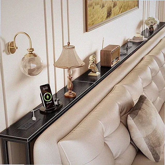 141.7 Inch Sofa Table with Power Outlets and USB-C Ports, 5.9 Inch Narrow Entryw