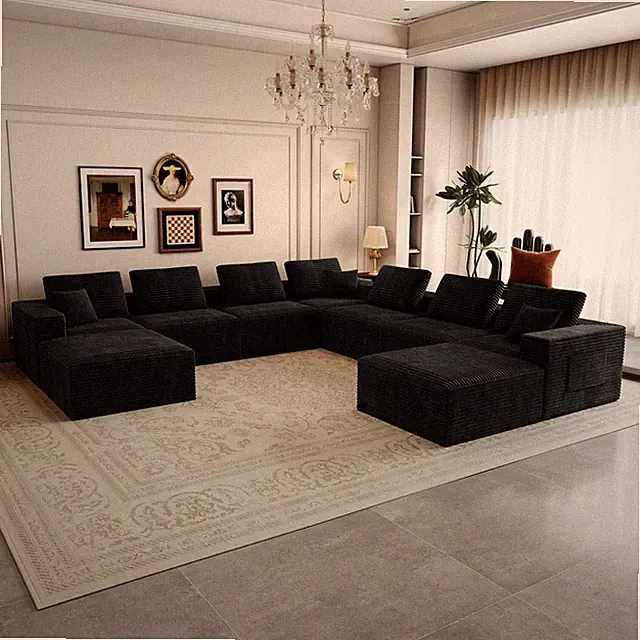 141.73*141.73"Modular sectional sofa seat,Upholstered compressed couch for liv