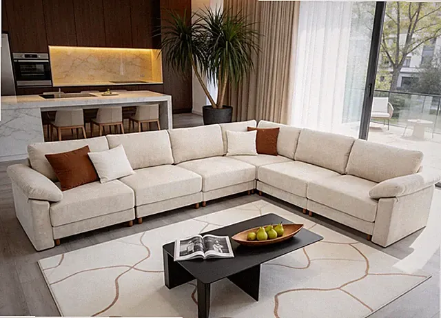 141" L Shaped Sectional Couch, Extra Deep Modular Cloud Sofa for Living Room
