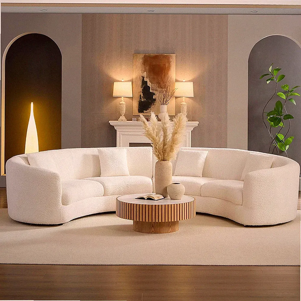 141" Luxury Curved Boucle Modular Sectional Sofa, Modern Style Oversized 4-Seate