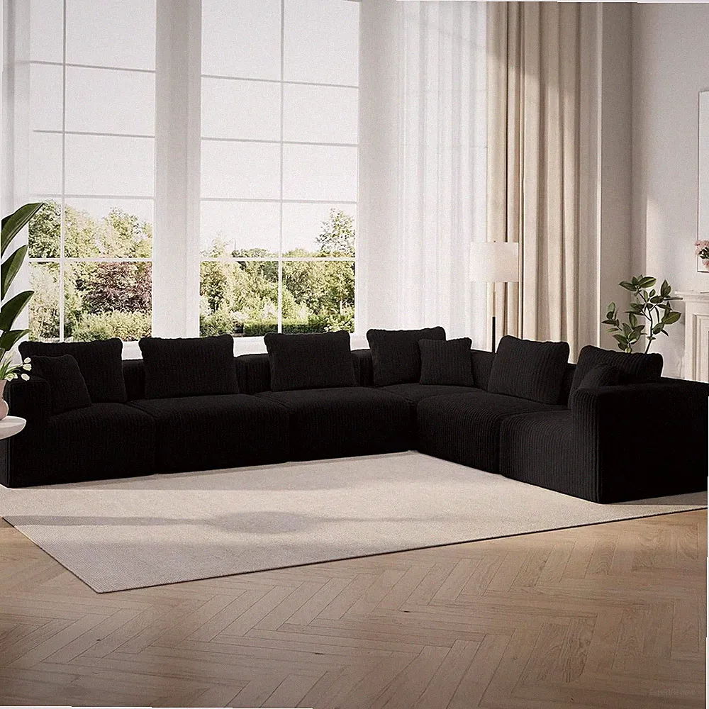 141" Modern L-Shape Modular Sectional Sofa with Smart Coil® Support, No Assembly