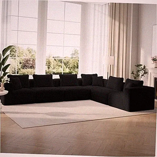 141" Modular Sectional Sofa, Modern Cloud Sectional 6 Seat (L-Shape) Black