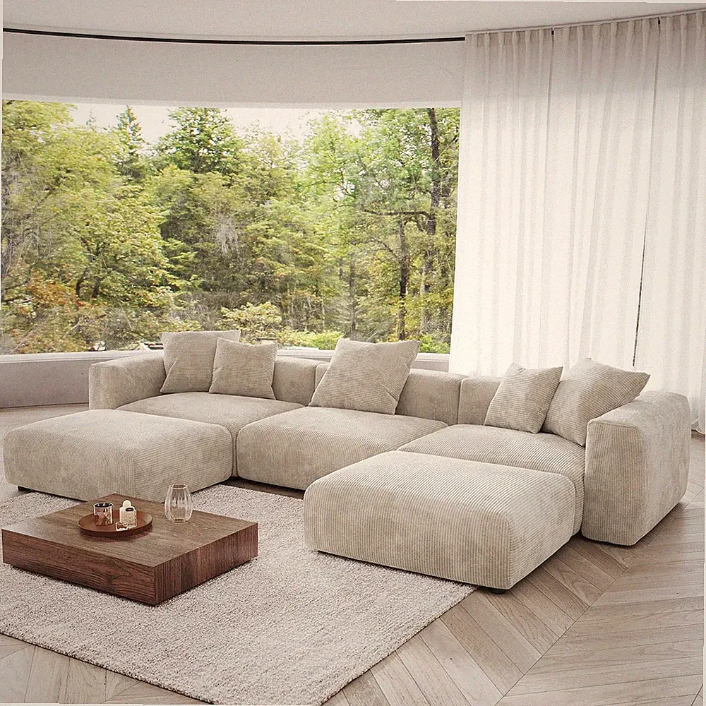 141" Oversized Modular Sectional Sofa, Deep 3-Seats Sectional Couch with Chaise