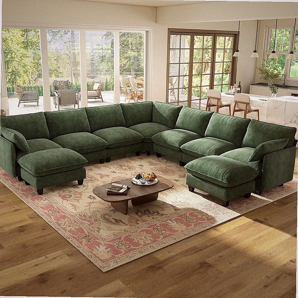 141" Oversized Modular Sectional Sofa with Deep Seat, V Shaped Cloud Couch with