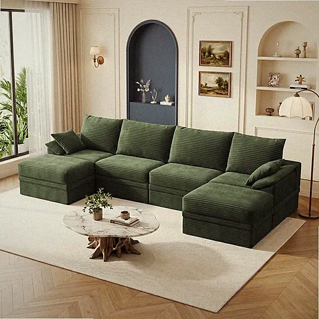 142" Modular Sectional Sofa Boneless Couch with Storage,U-Shape 4 Seat Comfy Mod