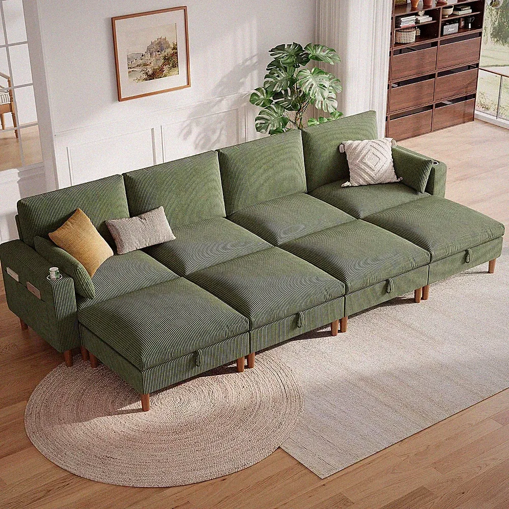 142" Modular Sectional Sofa with Storage, 4-Seat Cloud Couch with 4 Movable Otto