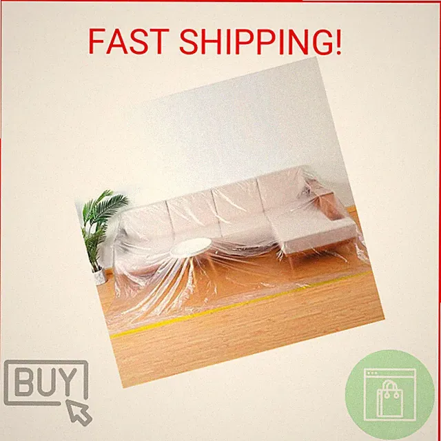 146"/12ft Plastic Sofa Couch Cover,Furniture Covers,Waterproof Couch Covers,Plas