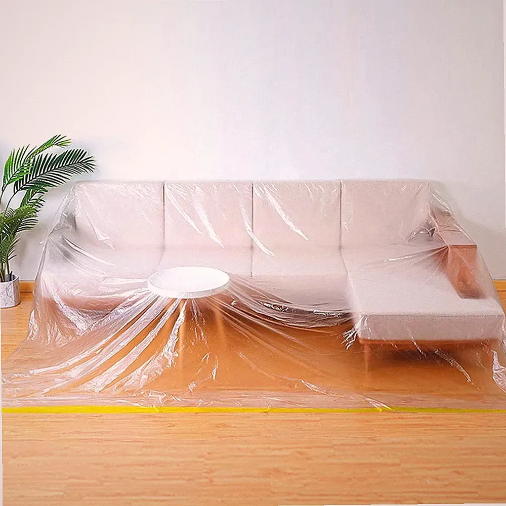 146"/12ft Plastic Sofa Couch Cover,Plastic Covers for Furniture,Waterproof Couch