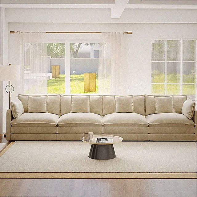 146.5” Modular Sectional Sofa Upholstered 4 Seater Chenille Convertible Cloud Co