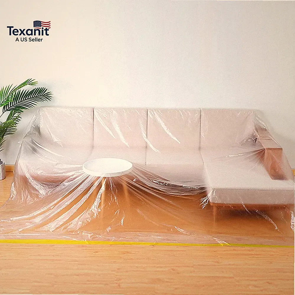146" Extra Large L-Shape Plastic Couch Cover for Sectional Sofa, Waterproof Furn