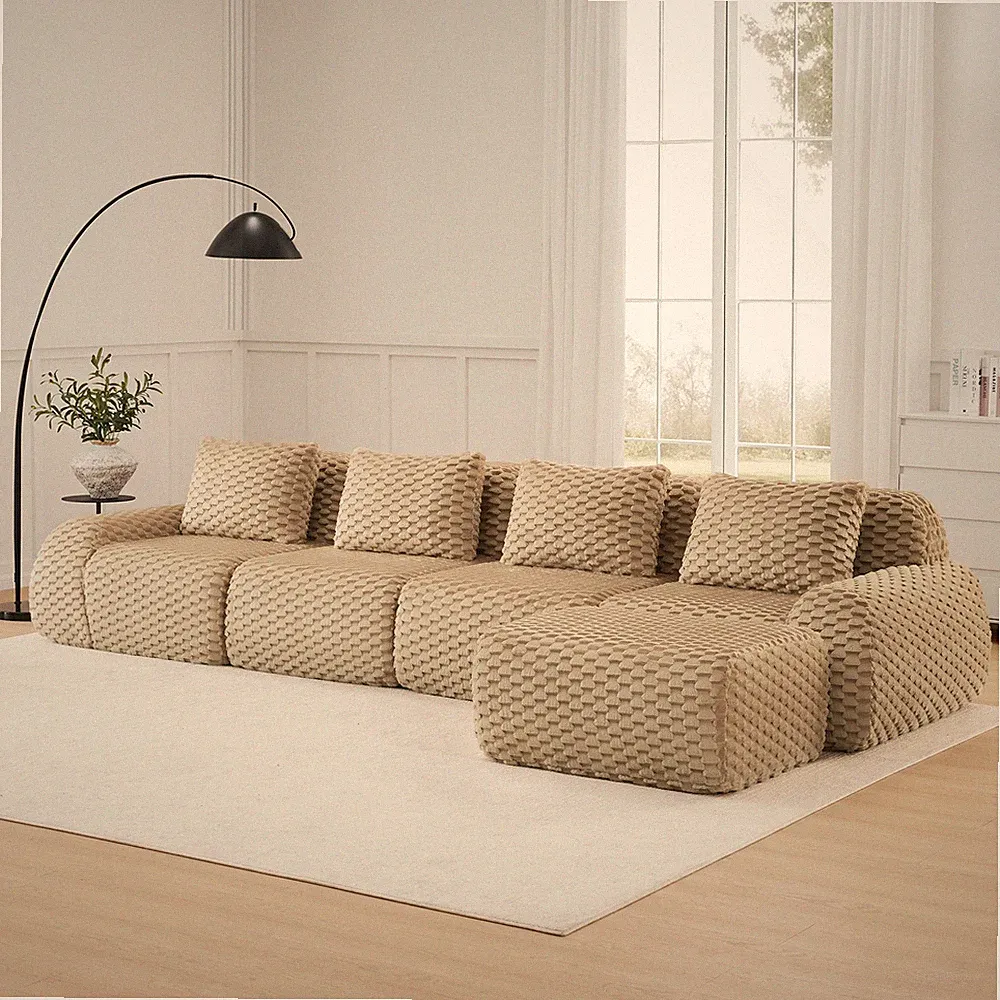 146" Modern L-Shaped Modular Sectional Sofa for Living Room,Flannelette Fabric,O