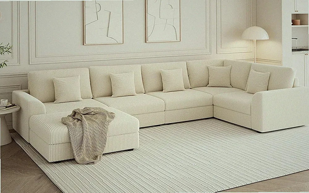 146" Modular Sectional Sofa, 6-Piece U-Shaped Couch with Ottoman | Oversized Dee