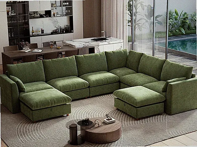 146" Oversized Modular Sectional Sofa, Modern V Shaped Cloud Couch with 2 Storag