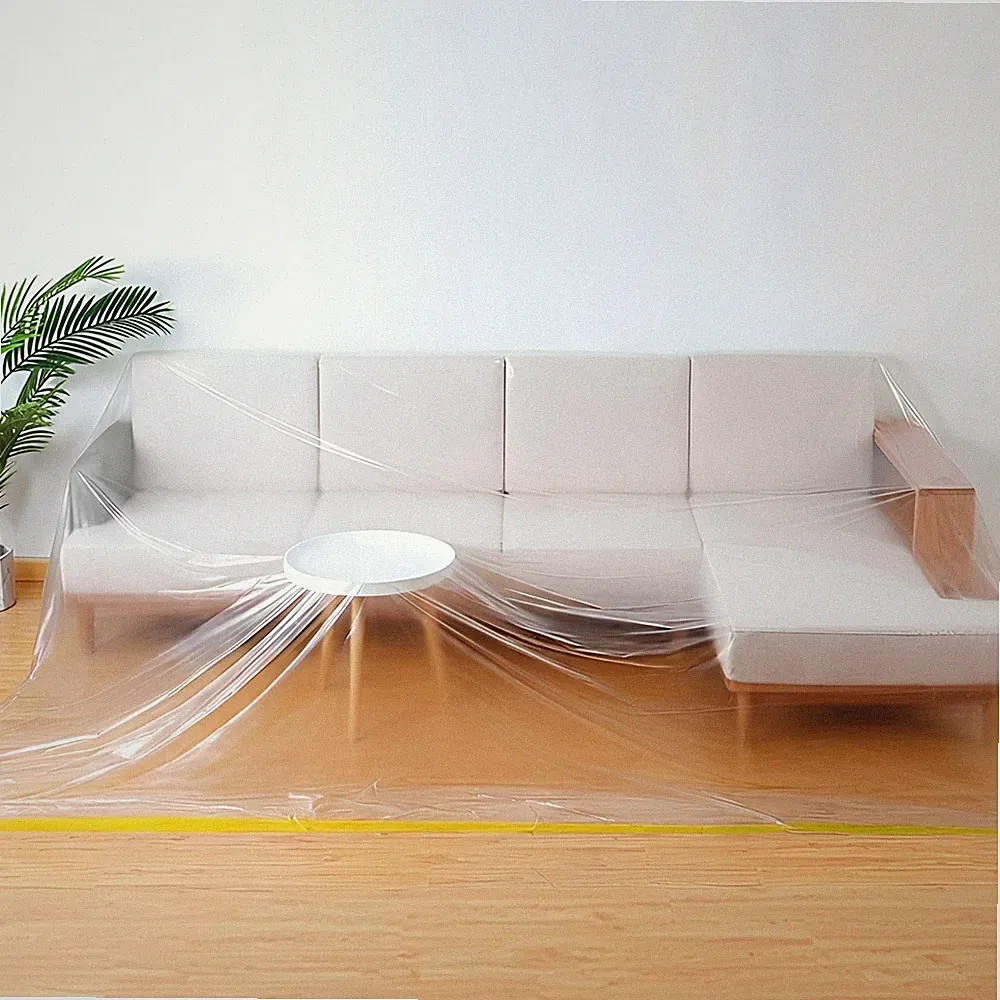 146in Plastic L-Shape Sectional Couch Cover Moving & Storage Bag