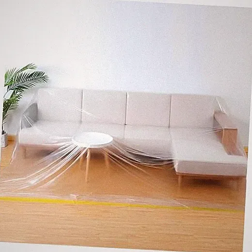 146in Plastic L-Shape Sectional Couch Cover Moving & Storage Bag Clear#1