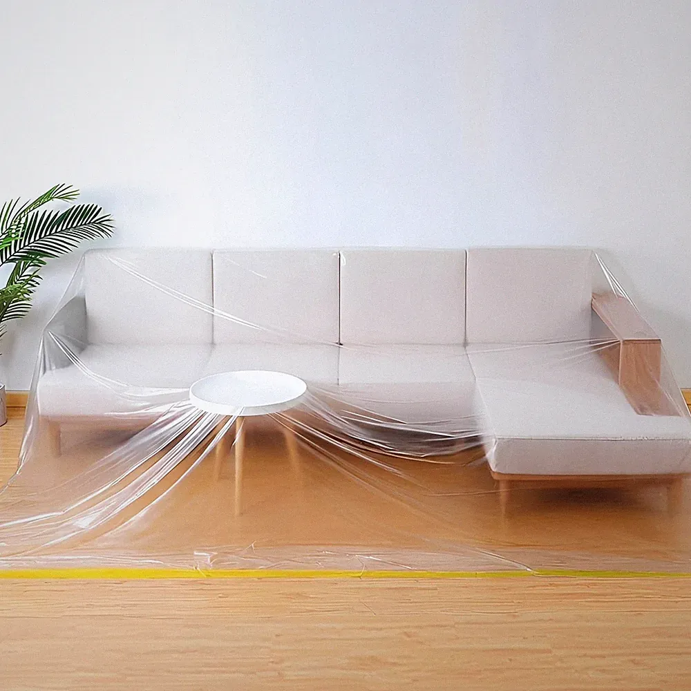 146In Plastic L-Shape Sectional Couch Cover Moving & Storage Bag | Clear Extra L