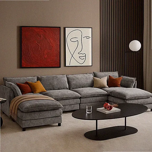 147.4" U Shaped Cloud Sofa Modular Sectional Couch with 2 Ottoman