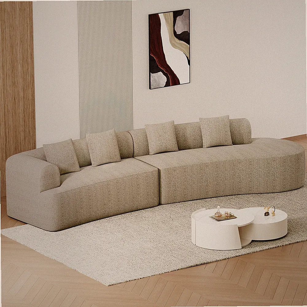 147" Chenille Sofa Couch Curved Modular Sectional for Living Room High Back