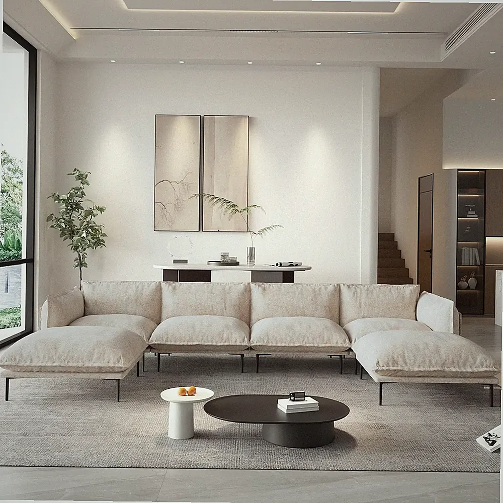 147" Modern U-Shaped Couch for Living Room,Velvet Modular Sectional Sofa with Ch