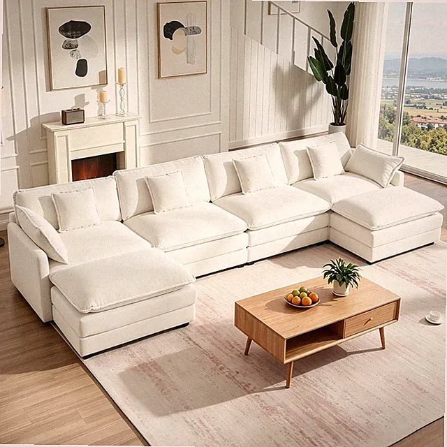 147" Modular Sectional Sofa, Oversized U Shaped Sectionals Cloud Couch, Big Comf
