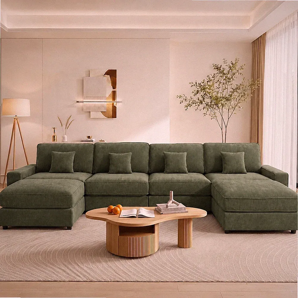 148" Modular Sectional U Shaped Sofa Couches,For Living Room,Oversized Cloud Cou