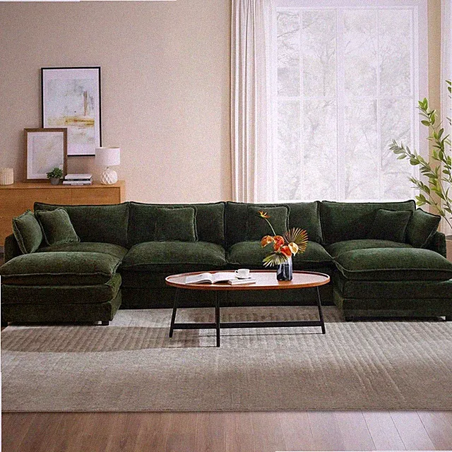 149.6" Oversized Modular U-Shaped Sectional Sofa with 2 Ottomans,Chenille 4-Seat
