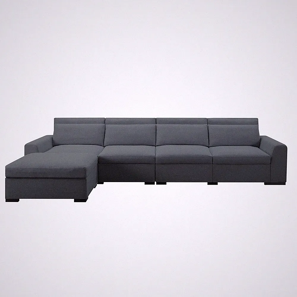 149" Linen Modular Sectional Sofa w/Ottoman 5-Seater Removable Covers 3 Pillows