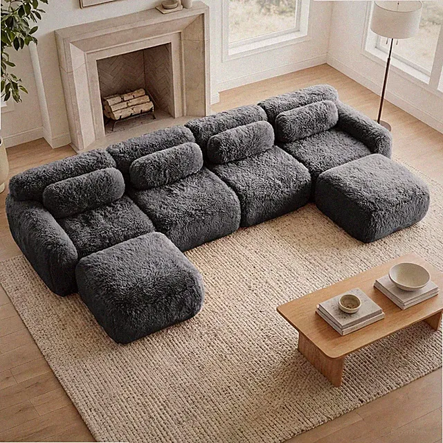 149” Modular Sectional Sofa, Boneless Couch for Living Room, Ultra-Soft Plush Fl