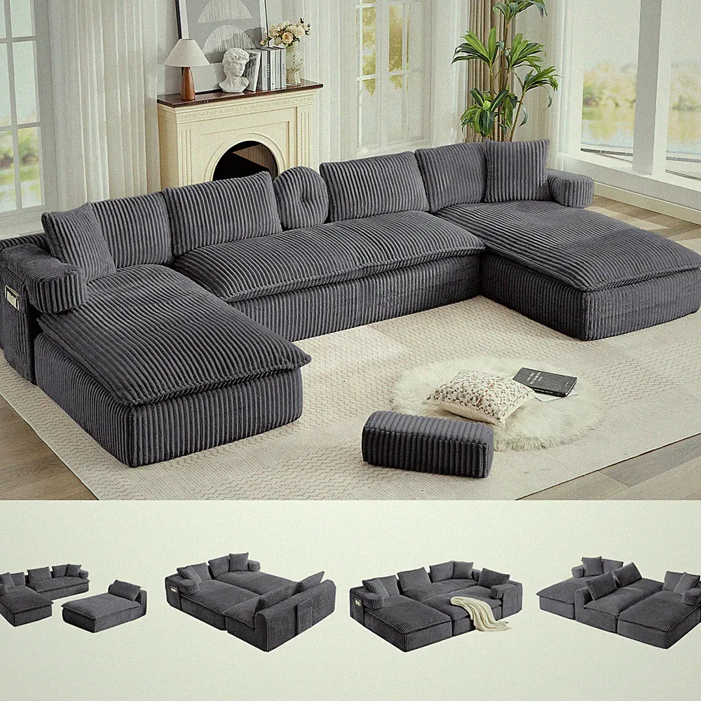 149" Oversized Sectional Couches,U Shaped Couch,Deep Seat,7-in-1 Modular sofa,N