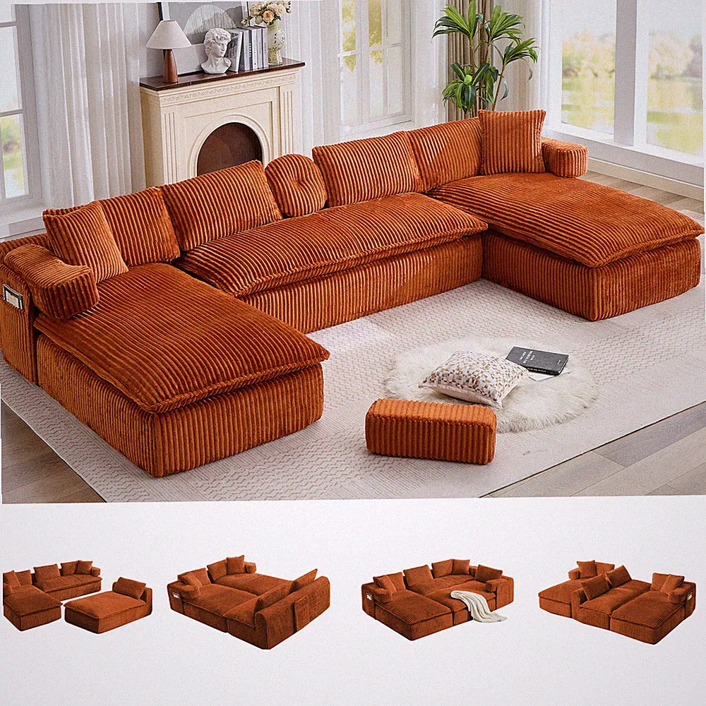 149" Oversized Sectional Couches,U Shaped Couch,Deep Seat,7-in-1 Modular sofa,No