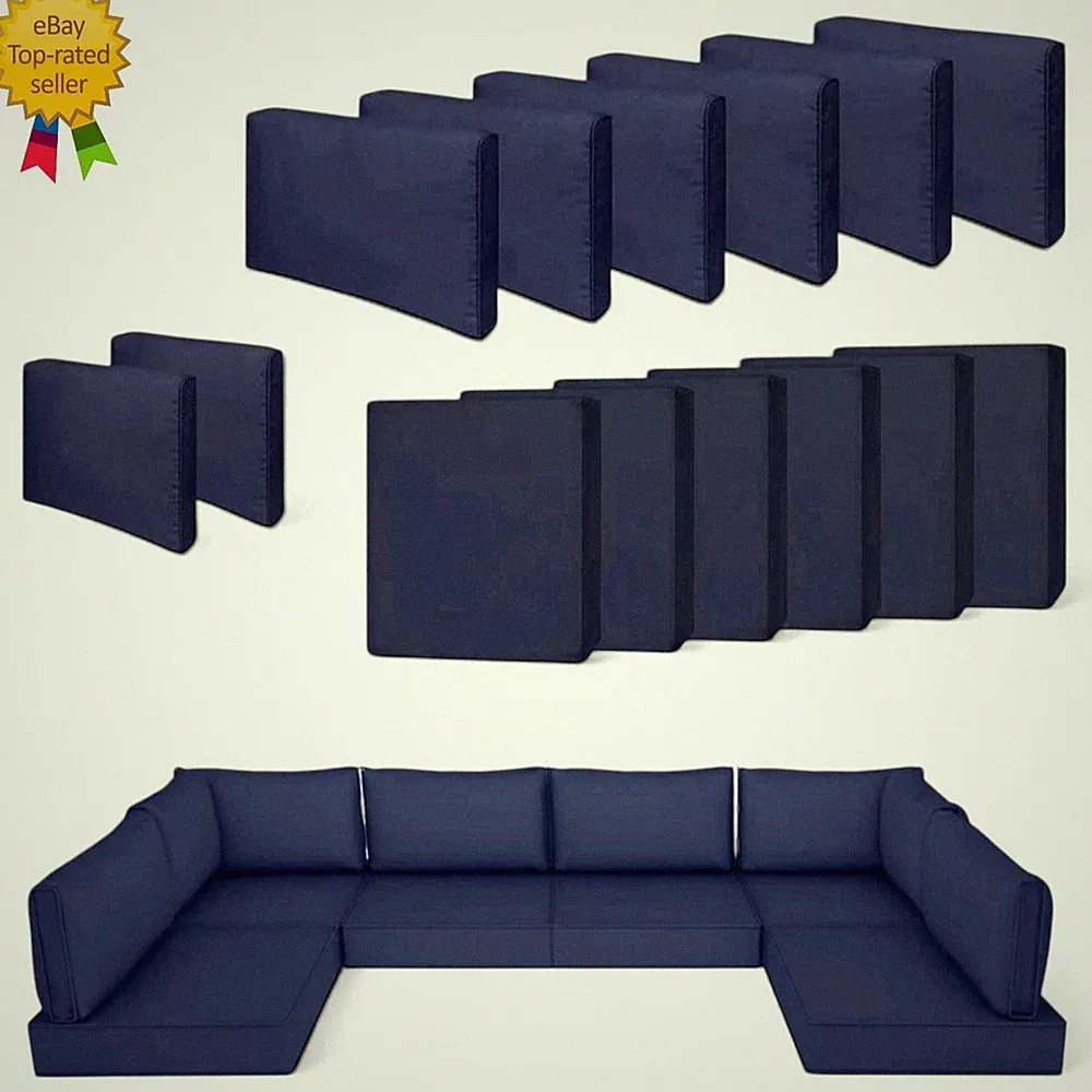 14PC Outdoor Patio Cushion Cover Replacement Set Waterproof Navy Blue 6 Seat