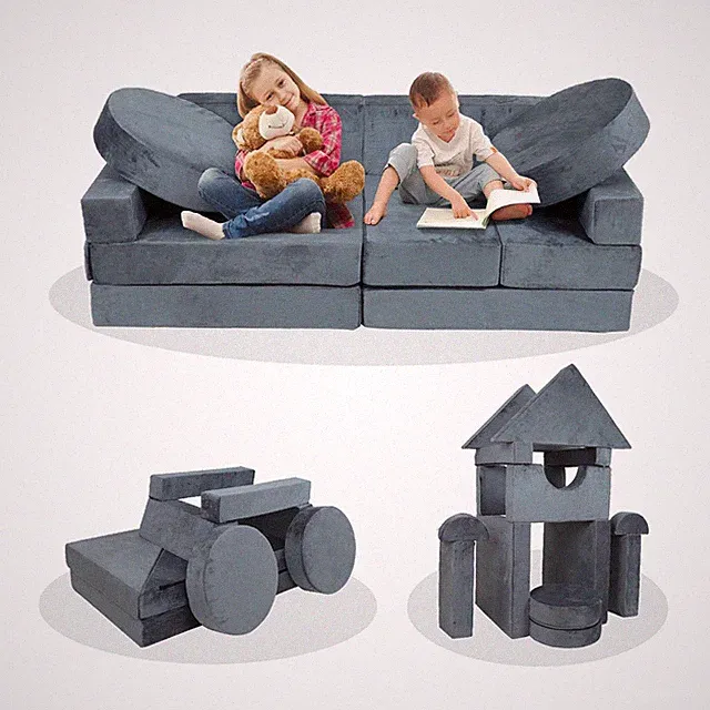 14pcs Kids Sofa Modular Play Couch,Child Sectional Sofa to Boost Creativity,Bo