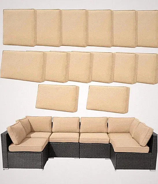 14Pcs Outdoor Cushion Covers Replacement Washable w/Zipper for 6-Seaters Sofa...